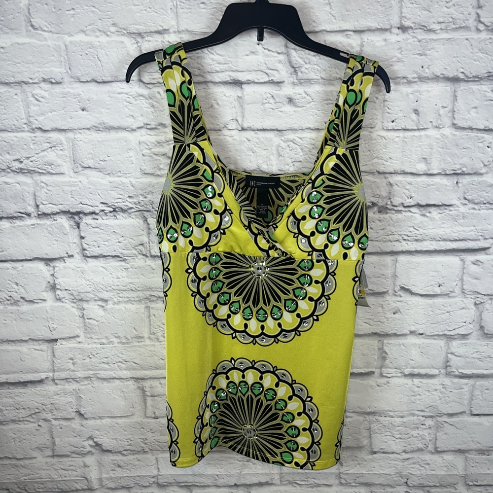INC International Concepts Women's NWT Mandala & Sequin Boho Blouse Medium Petit